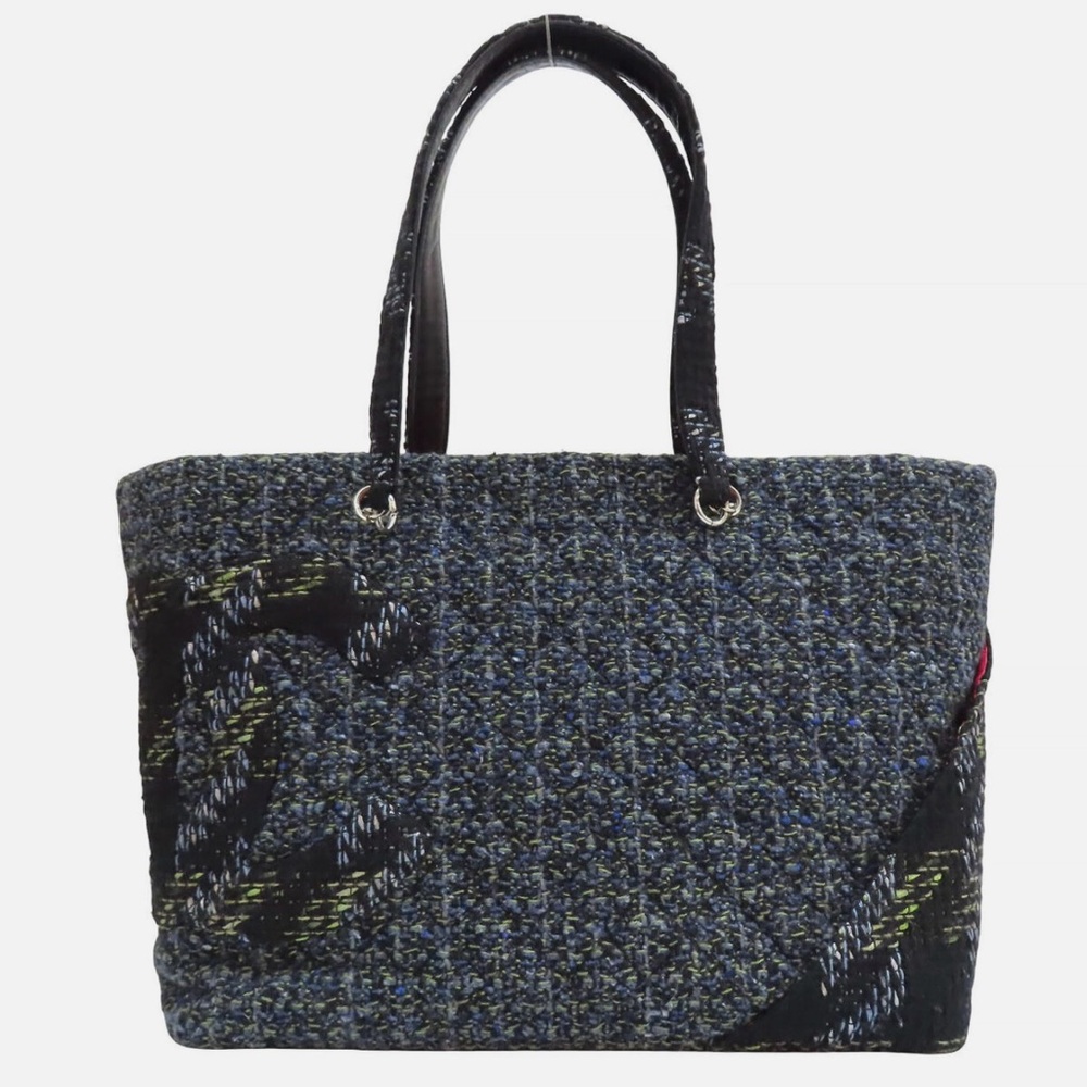 Chanel Tweed Tote Bag - Blue and Black